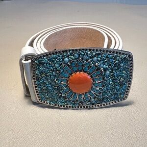 Turquoise and Orange Embellished Belt